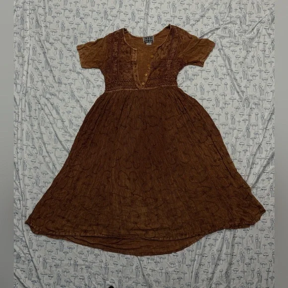 brown hippie dress Hippie Boho Maxi Flowy Tie Dye Dress Mauve / Regular